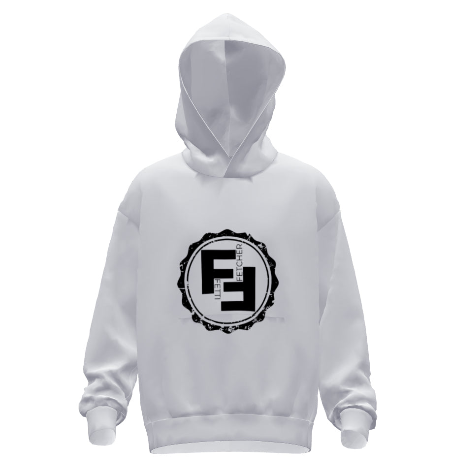 White Fetti Fetcher Hoodie with "Fetti Fetcher" Text on Hood