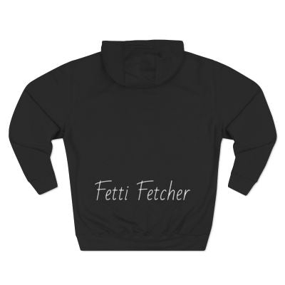 Black Fetti Fetcher Hoodie with White logo